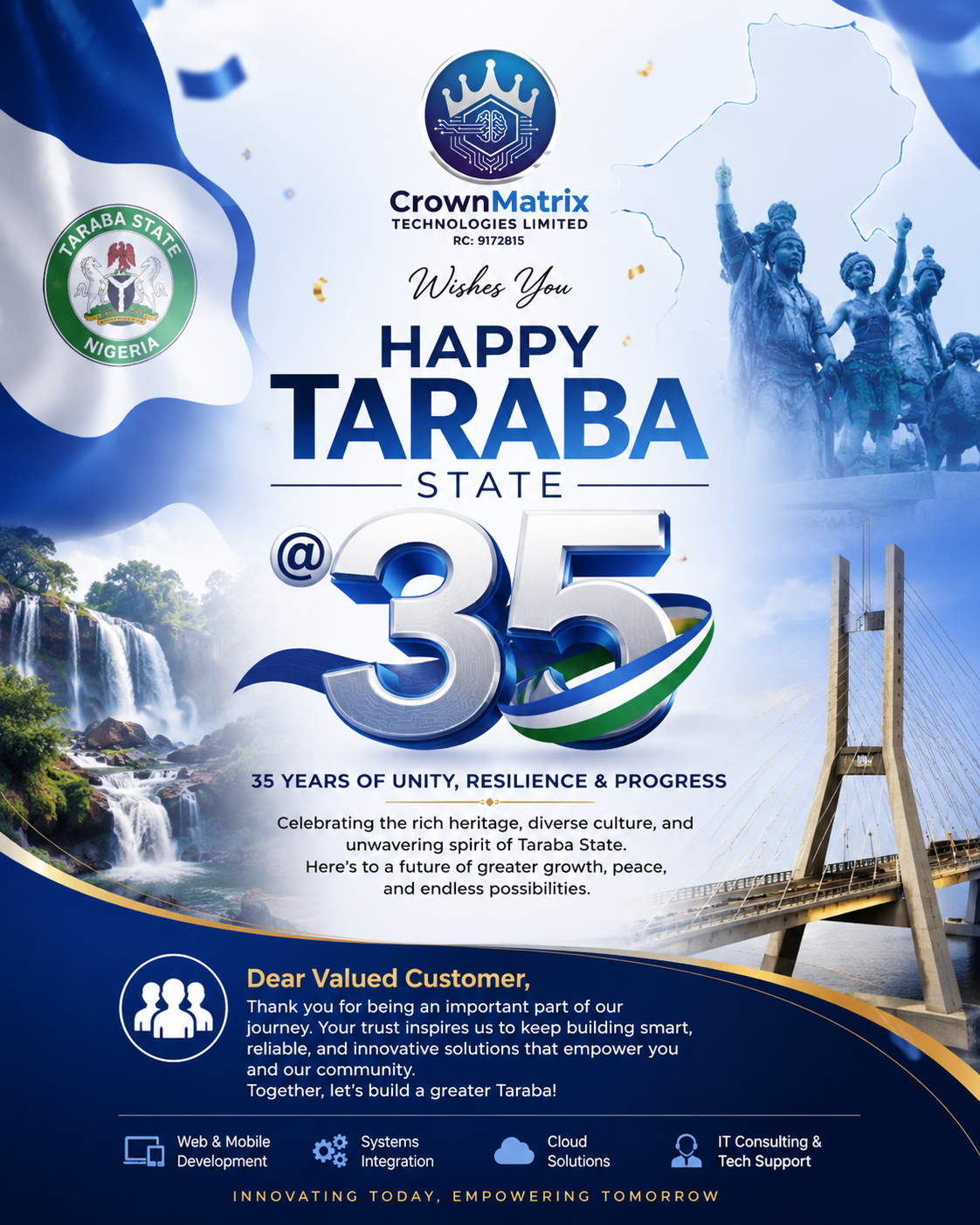Happy Taraba State @35: Celebrating Our Journey, Our People and Our Future