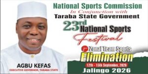 23rd National Sports Festival Zonal Elimination Begins in Jalingo Monday