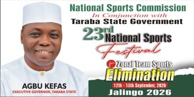 23rd National Sports Festival Zonal Elimination Begins in Jalingo Monday